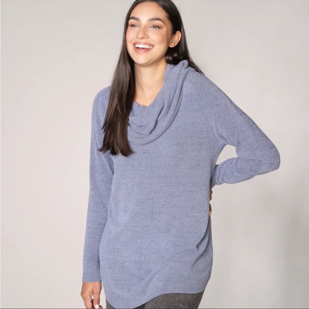 Barefoot Dreams Cozy Chic Ultra Lite Cowl Neck Sweater in Vintage Blue, XS